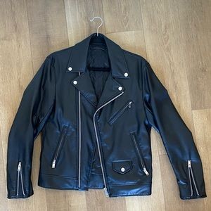 Mens Uniqlo Faux Leather Motorcycle Jacket